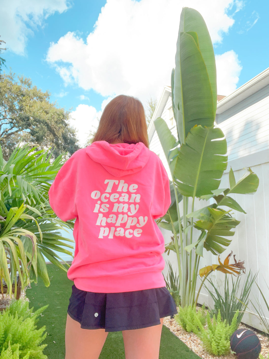 The ocean is my happy place pink sweatshirt